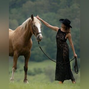 The Silk Co • Cassidy Cotton Lace Maxi Dress Black S NWT